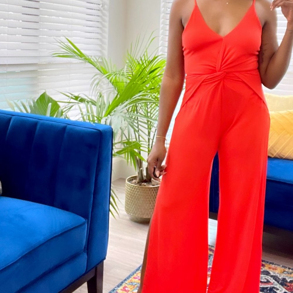 NEW Side Slits Coral Red Jumpsuit